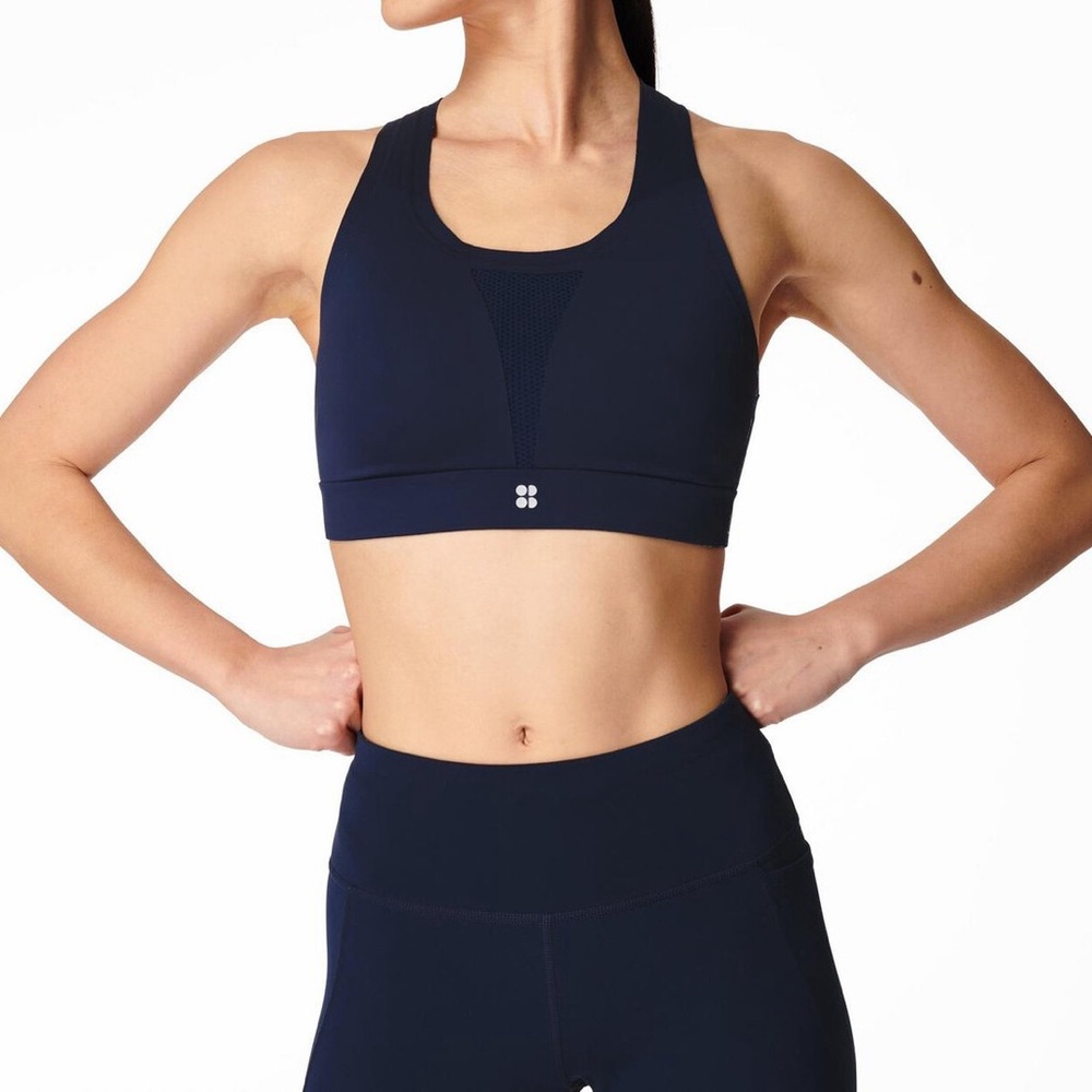 SWEATY BETTY All Train Sports Bra Sz 34 B Navy Blue